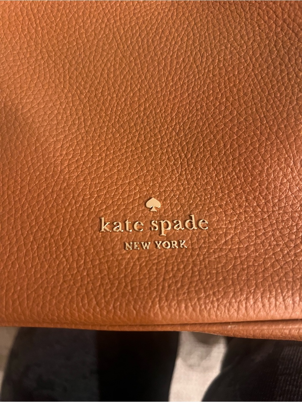 kate spade Pebbled Leather Shoulder Bag in Cognac with Striped Strap - Picture 5 of 5